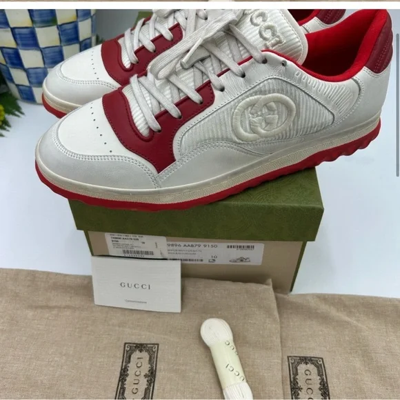 Men’s Gucci Red and White Sneakers - Picture 4 of 11